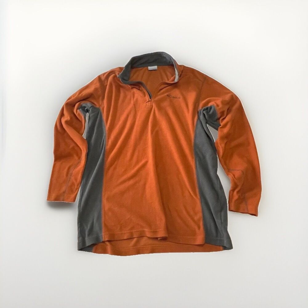 Columbia Mens Quarter 1/4 Zip Pullover Fleece Sweater Orange Small Fall XL